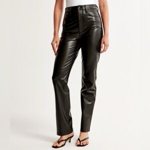 Abercrombie Curve Love Black Vegan Leather 90s Straight Pant